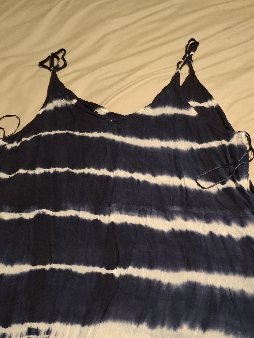 Millinium Navy And White Tie Dye Rayon Maxi Dress - Picture 6 of 6